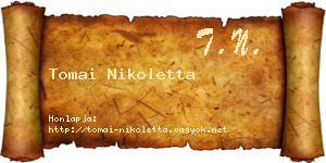 Tomai Nikoletta névjegykártya